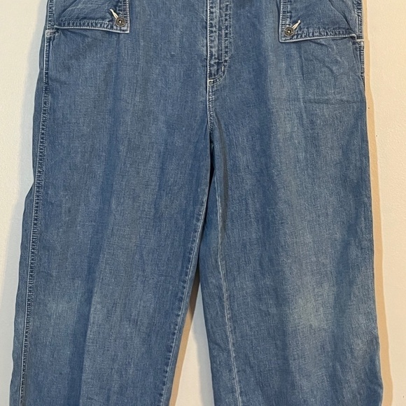 Lauren Ralph Denim Jean 12 Blue Wide Leg High Waisted Old Money Classic Preppy - Picture 4 of 13